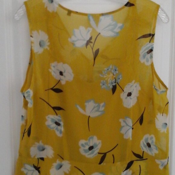 CABI LARGE SIMONE DAZZLE 3782 CAMI LINED FLORAL PEPLUM BLOUSE YELLOW - Picture 3 of 3